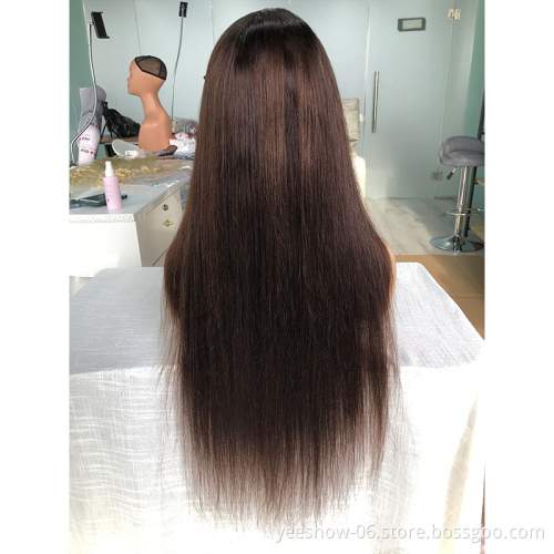 Factory wholesale straight virgin human hair HD lace frontal wigs virgin brazilian cuticle aligned hair 100% human hair